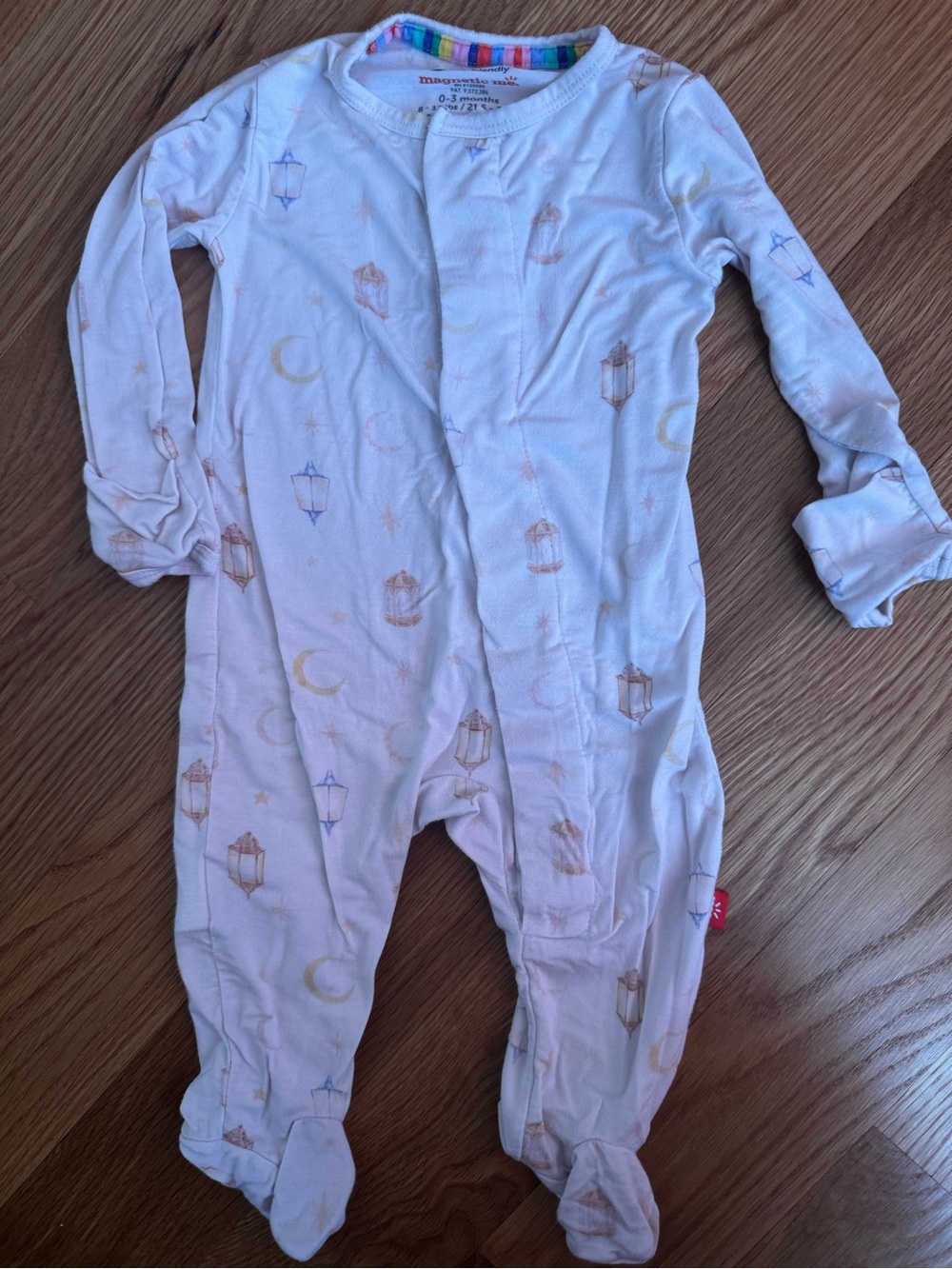 +Magnetic Me+ Ramadan Modal Footed One-Piece with Cream and Blue Lantern Print
